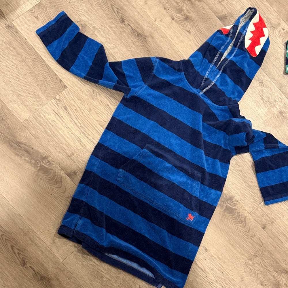 Mini Boden Blue and Navy Striped Hooded Towel